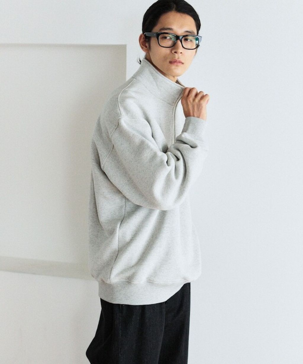 FREAKS STORE COMFORT HEATHER復古感拉格蘭半開襟大學T_23