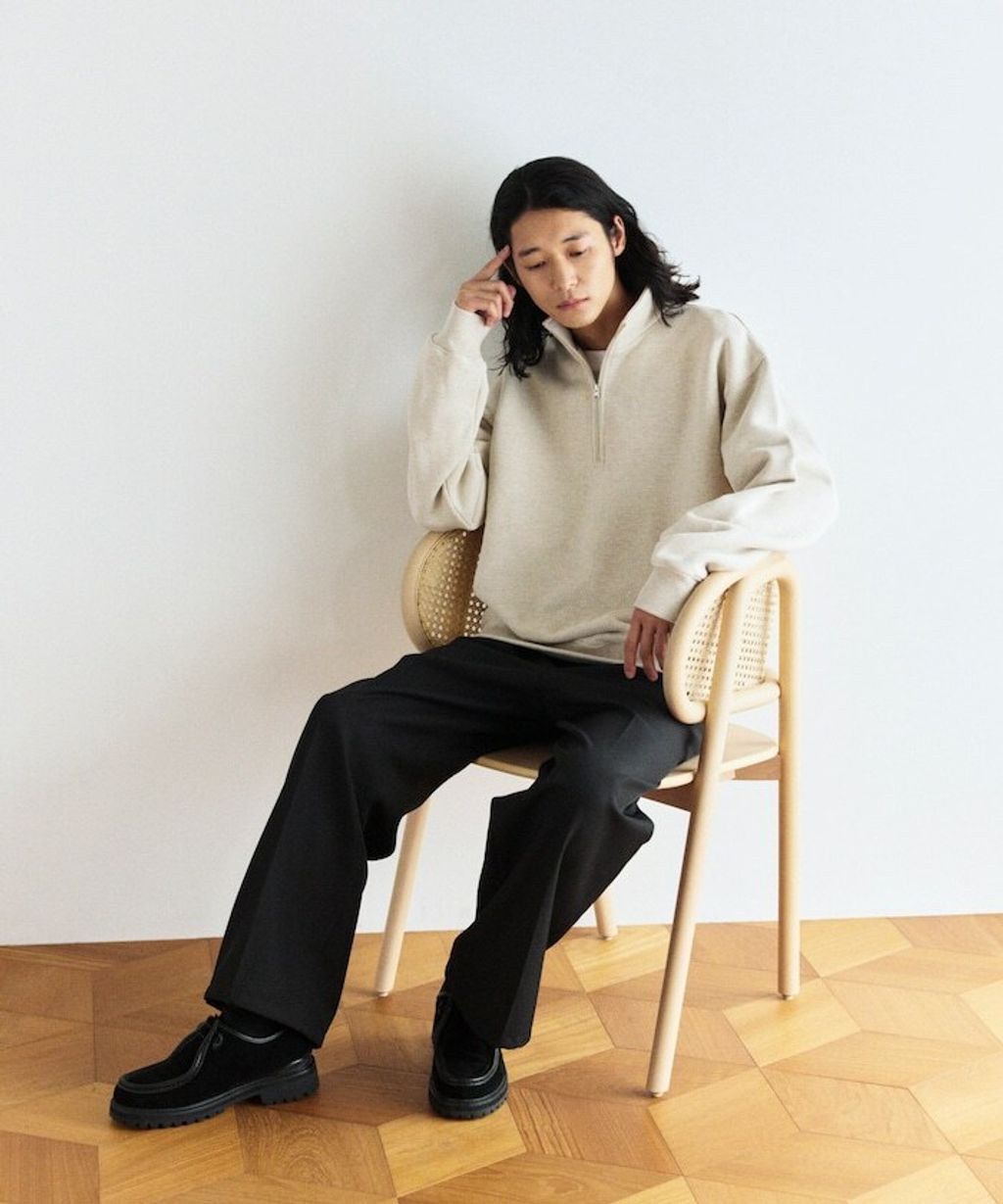 FREAKS STORE COMFORT HEATHER復古感拉格蘭半開襟大學T_30