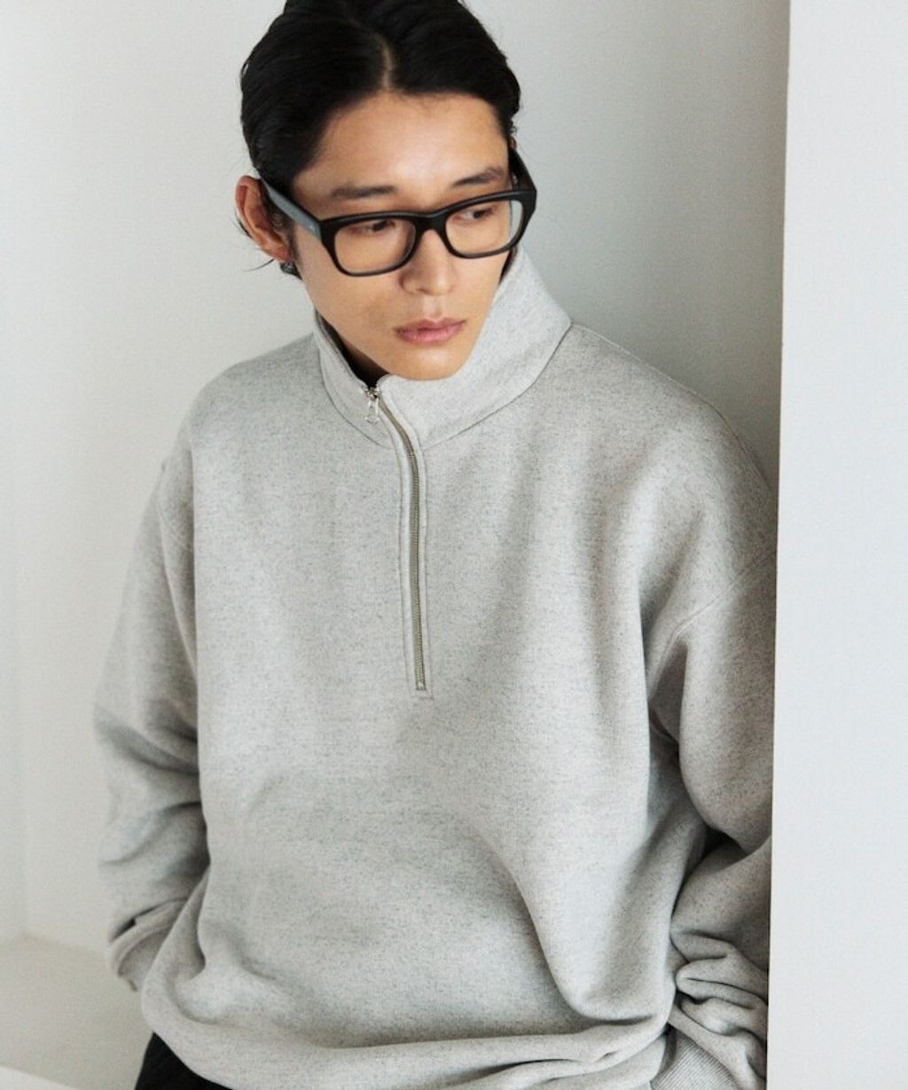 FREAKS STORE COMFORT HEATHER復古感拉格蘭半開襟大學T_28