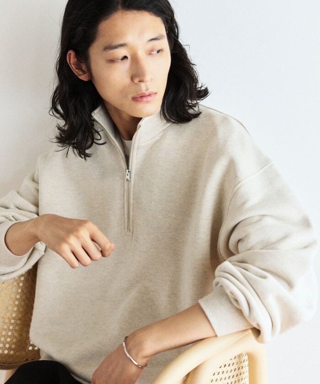 FREAKS STORE COMFORT HEATHER復古感拉格蘭半開襟大學T_1