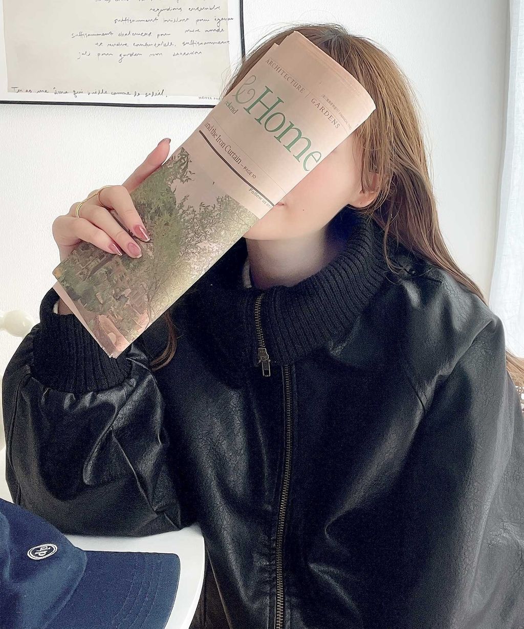 java 仿舊皮革復古質感中棉高領夾克(男女同款)_18