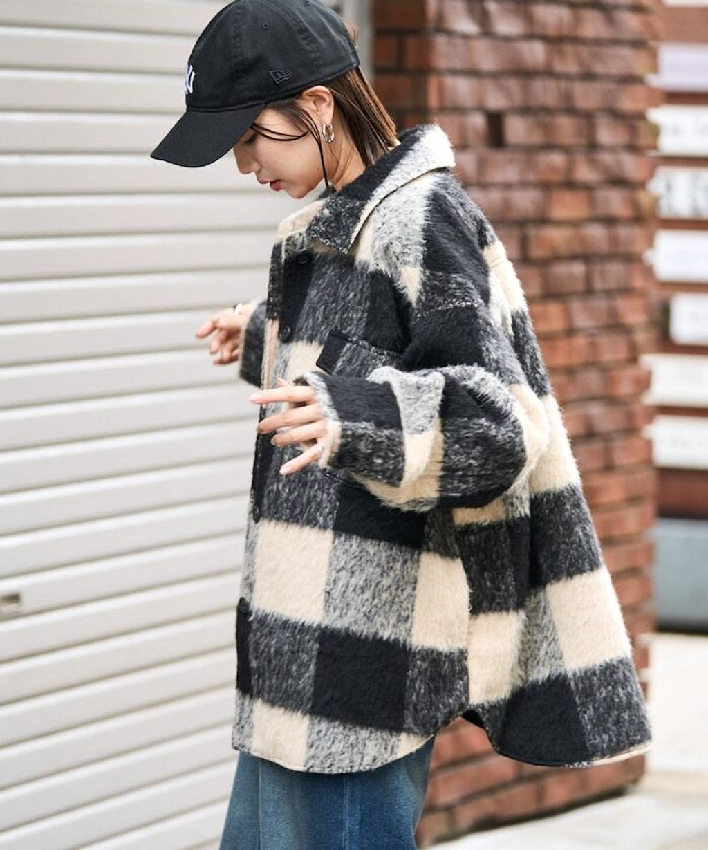 FREAKS STORE 格紋長絨Oversized襯衫外套_8