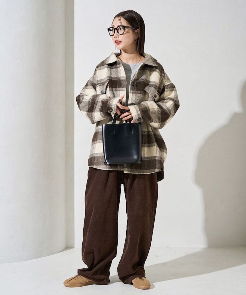 FREAKS STORE 格紋長絨Oversized襯衫外套_12