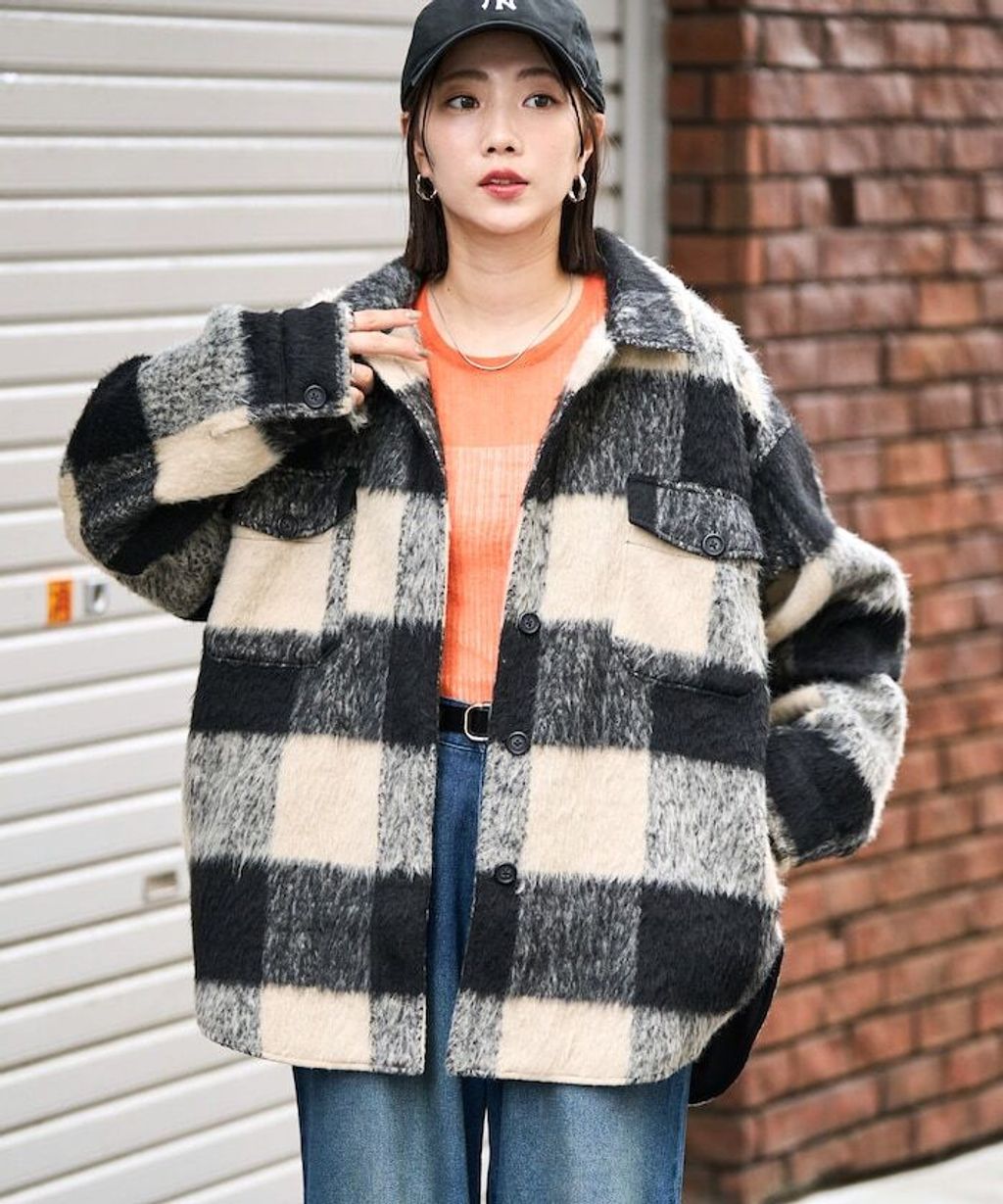 FREAKS STORE 格紋長絨Oversized襯衫外套_7