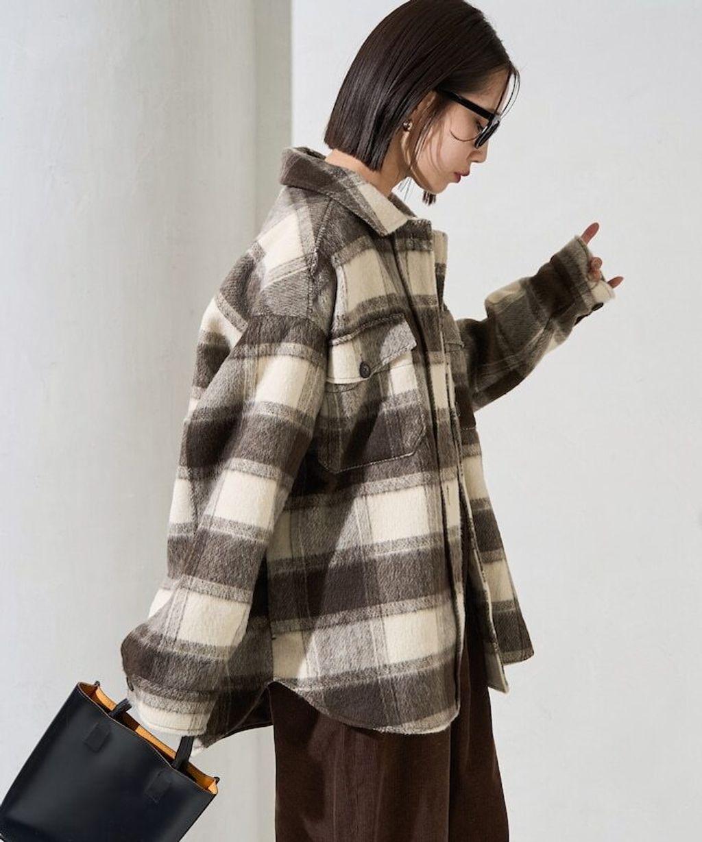 FREAKS STORE 格紋長絨Oversized襯衫外套_2