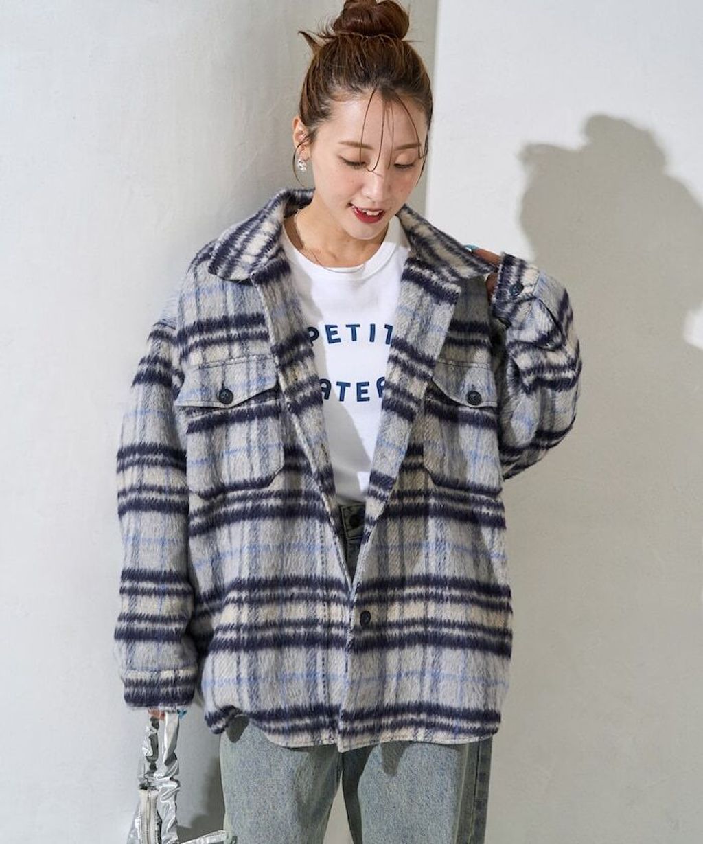 FREAKS STORE 格紋長絨Oversized襯衫外套_25