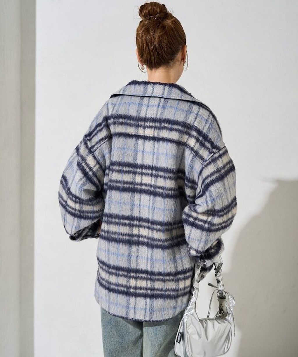 FREAKS STORE 格紋長絨Oversized襯衫外套_23