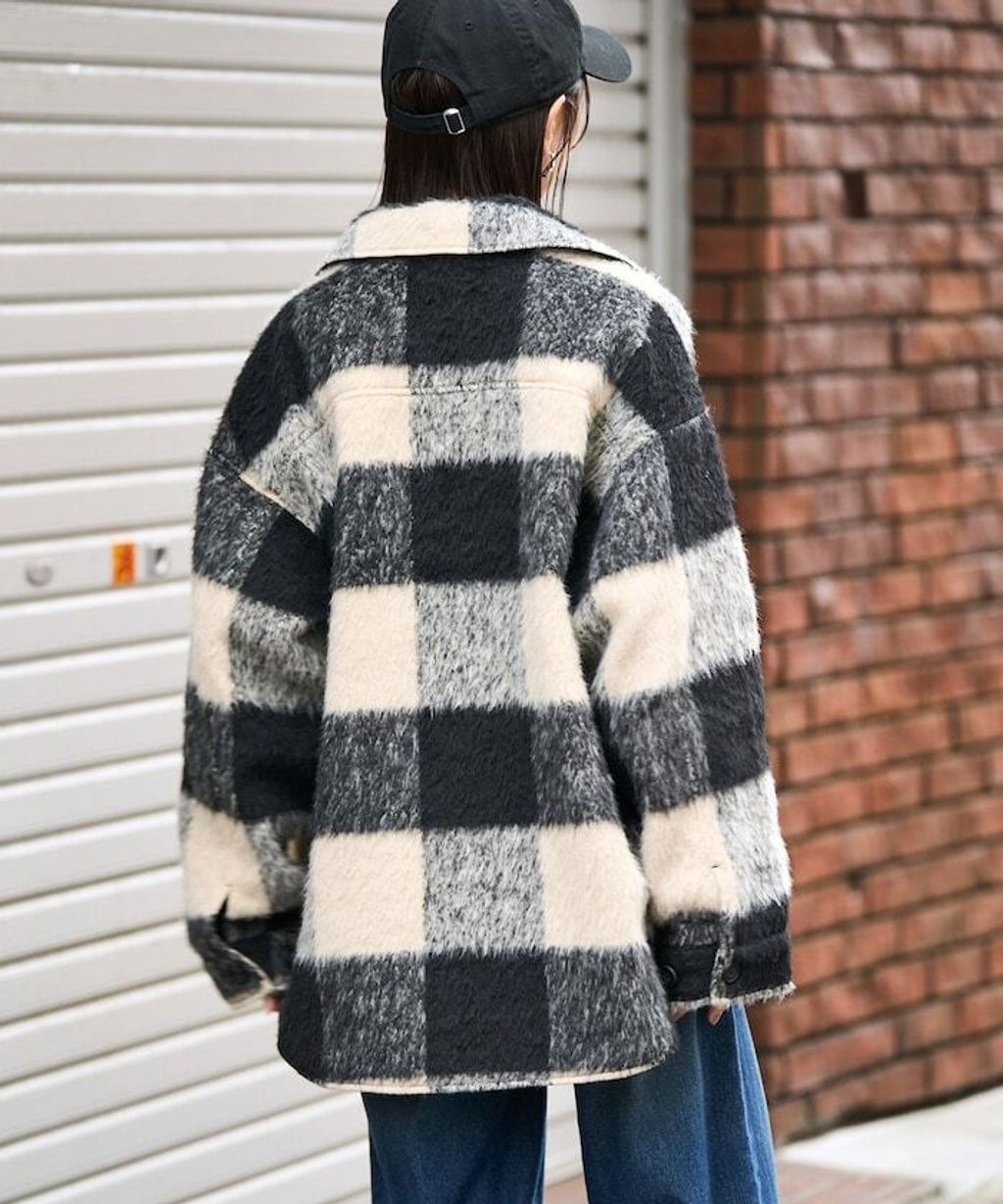 FREAKS STORE 格紋長絨Oversized襯衫外套_9