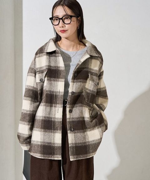 FREAKS STORE 格紋長絨Oversized襯衫外套_15
