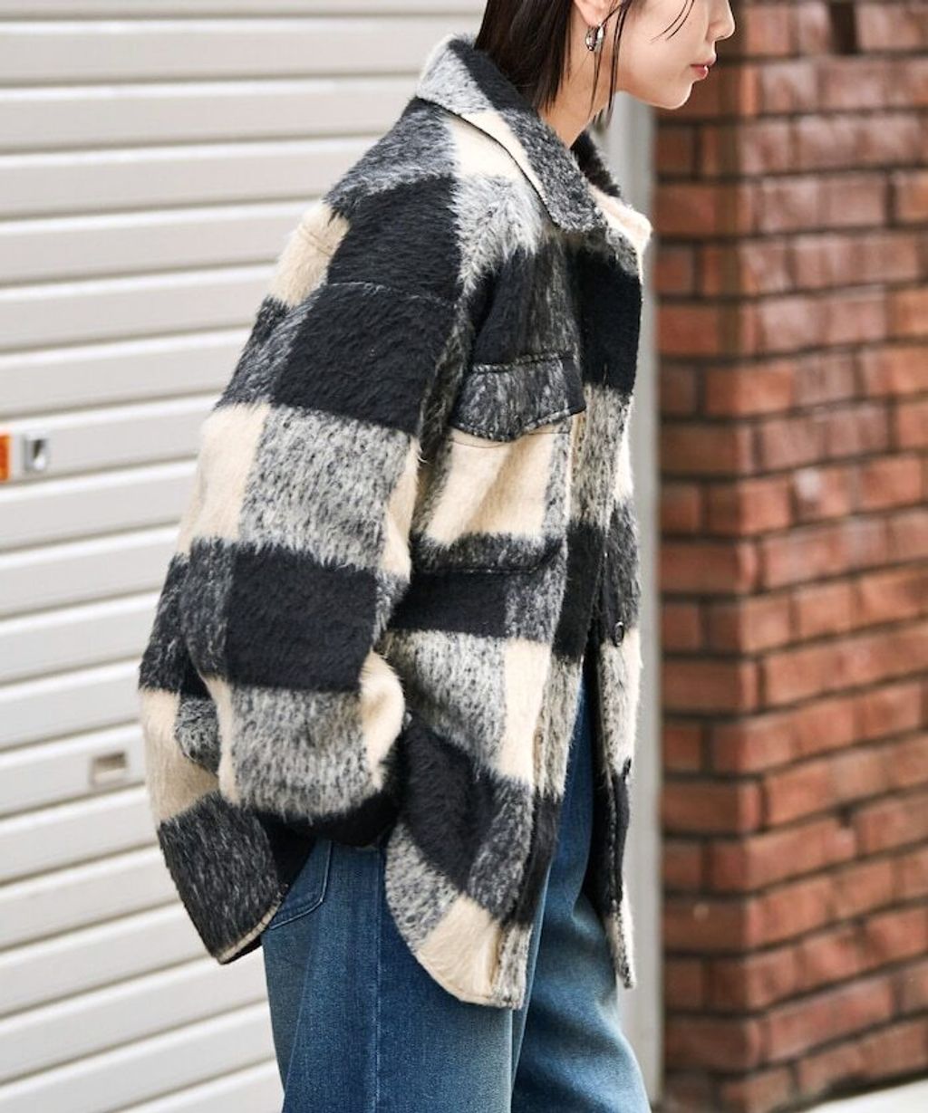 FREAKS STORE 格紋長絨Oversized襯衫外套_10