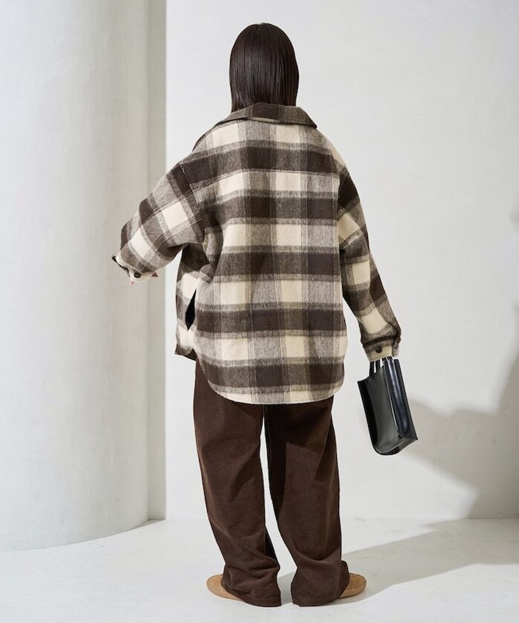 FREAKS STORE 格紋長絨Oversized襯衫外套_14