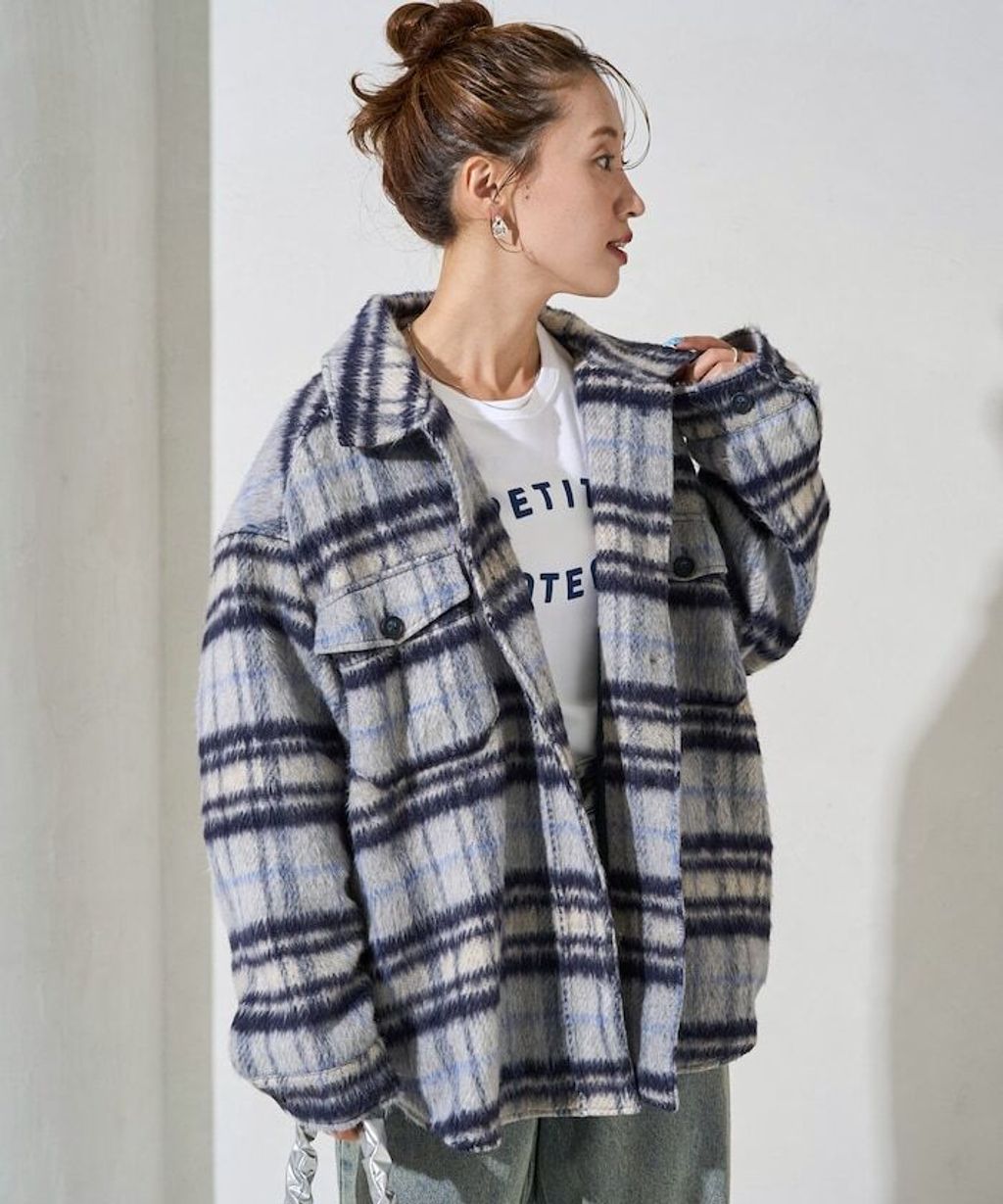 FREAKS STORE 格紋長絨Oversized襯衫外套_21