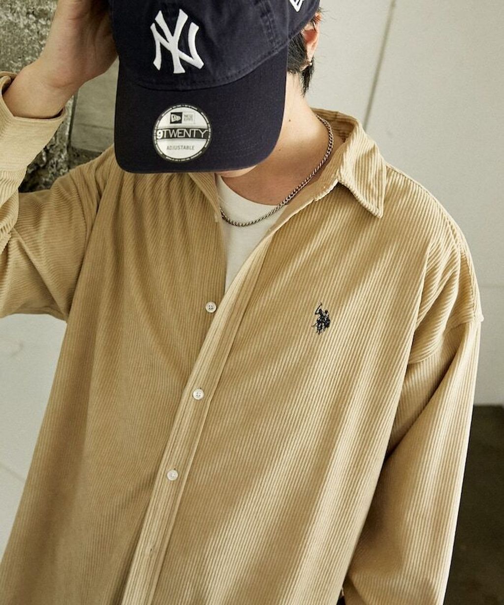 U.S. POLO ASSN. 秋冬感燈芯絨刺繡logo襯衫(男女同款)_3