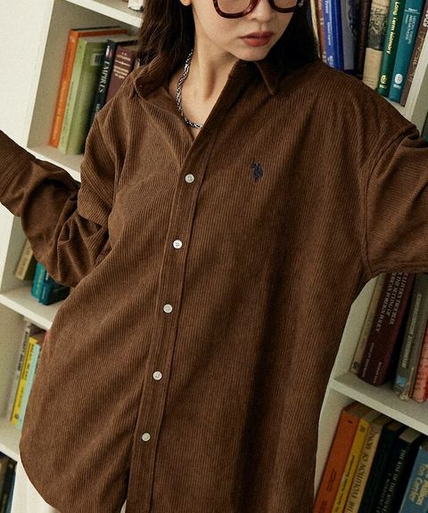 U.S. POLO ASSN. 秋冬感燈芯絨刺繡logo襯衫(男女同款)_4