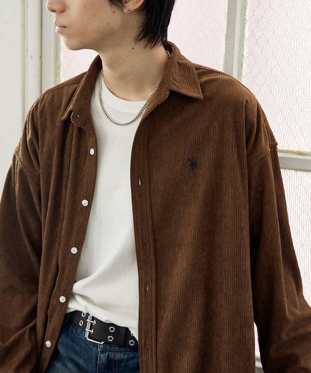 U.S. POLO ASSN. 秋冬感燈芯絨刺繡logo襯衫(男女同款)_6
