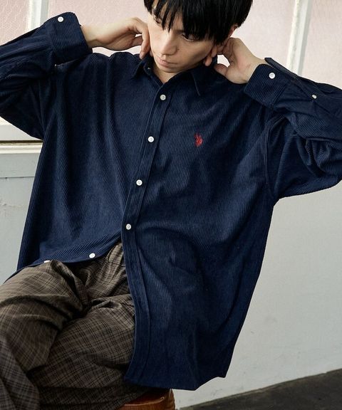 U.S. POLO ASSN. 秋冬感燈芯絨刺繡logo襯衫(男女同款)_5