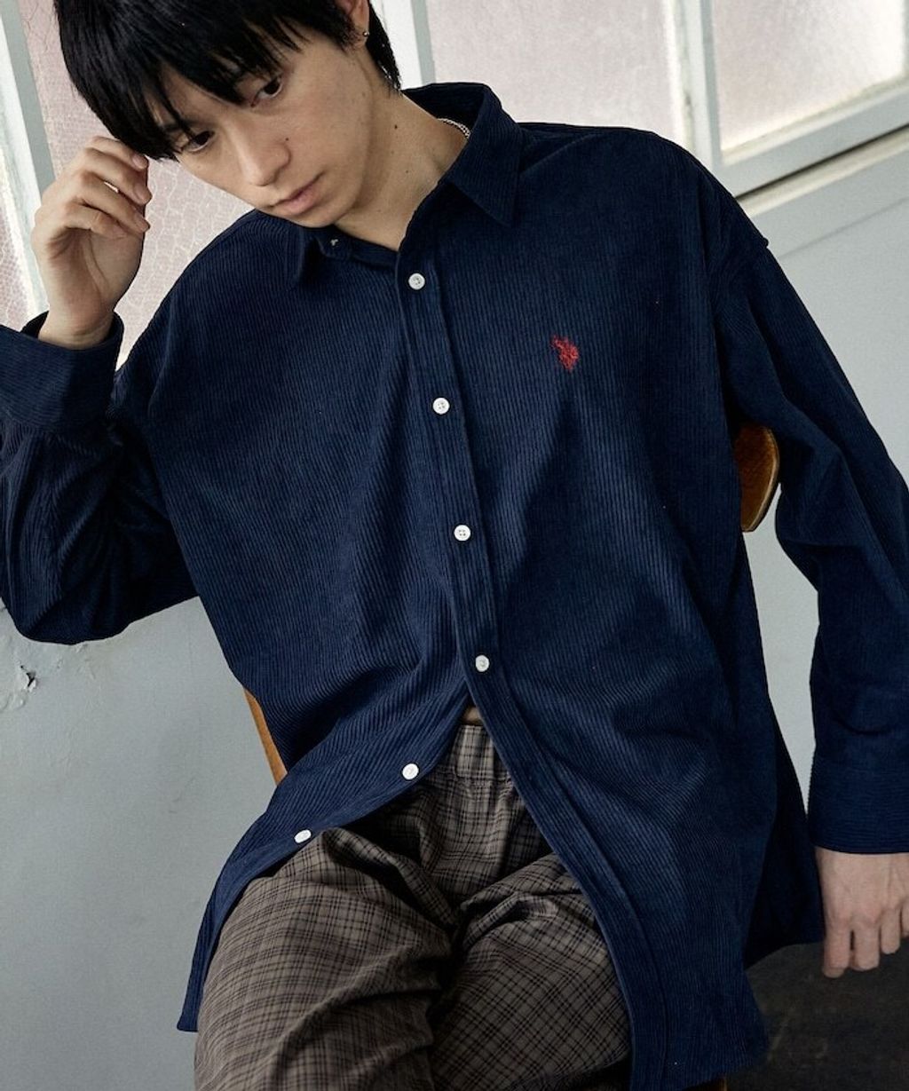 U.S. POLO ASSN. 秋冬感燈芯絨刺繡logo襯衫(男女同款)_47