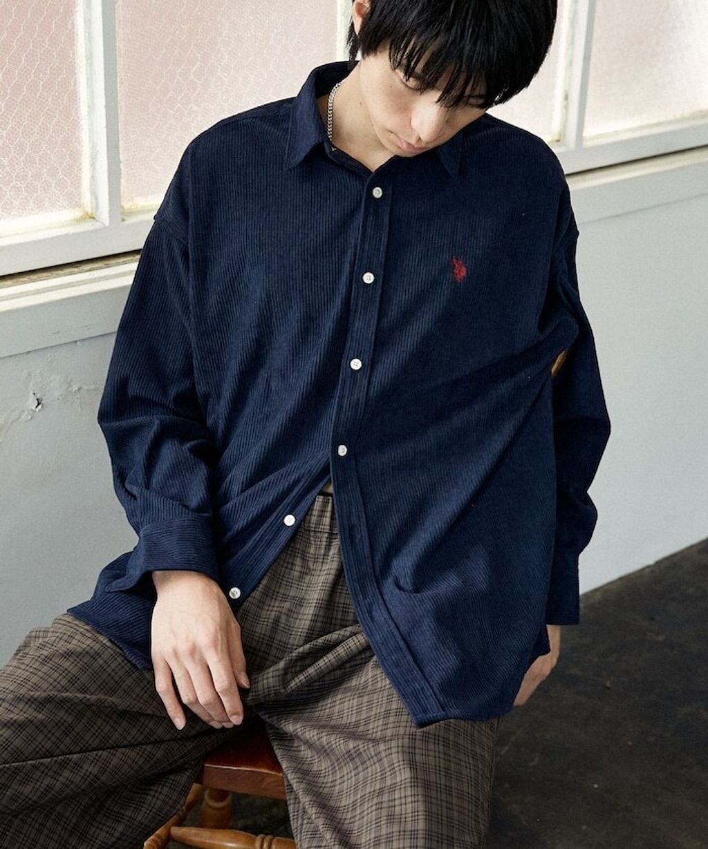 U.S. POLO ASSN. 秋冬感燈芯絨刺繡logo襯衫(男女同款)_44