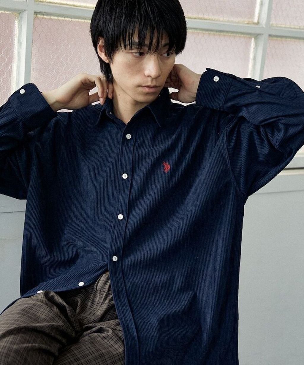 U.S. POLO ASSN. 秋冬感燈芯絨刺繡logo襯衫(男女同款)_45