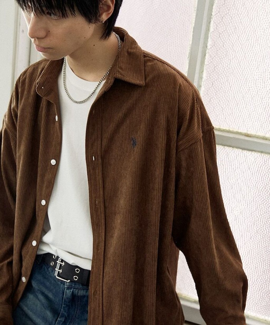 U.S. POLO ASSN. 秋冬感燈芯絨刺繡logo襯衫(男女同款)_15