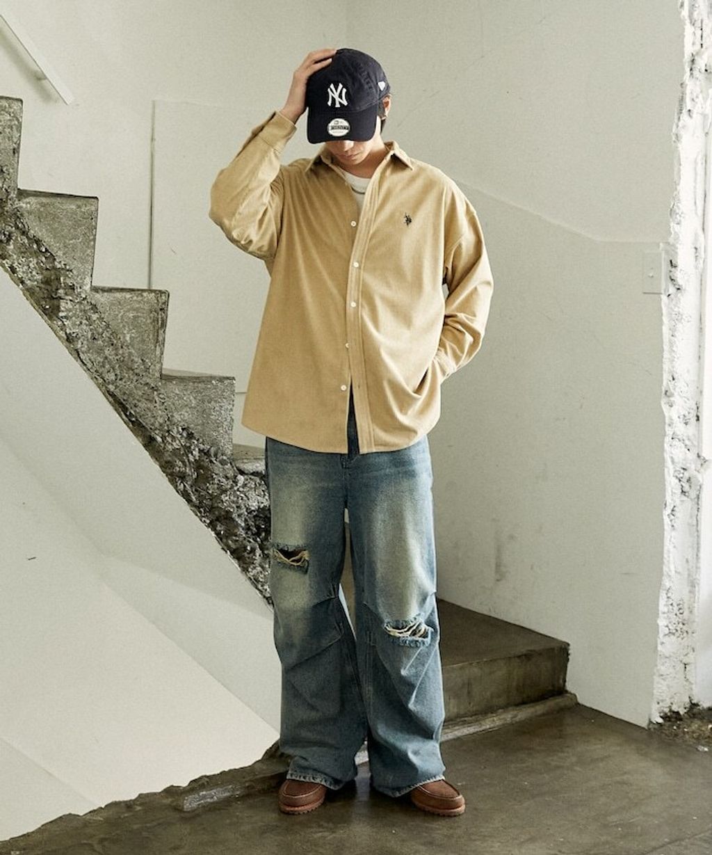 U.S. POLO ASSN. 秋冬感燈芯絨刺繡logo襯衫(男女同款)_28