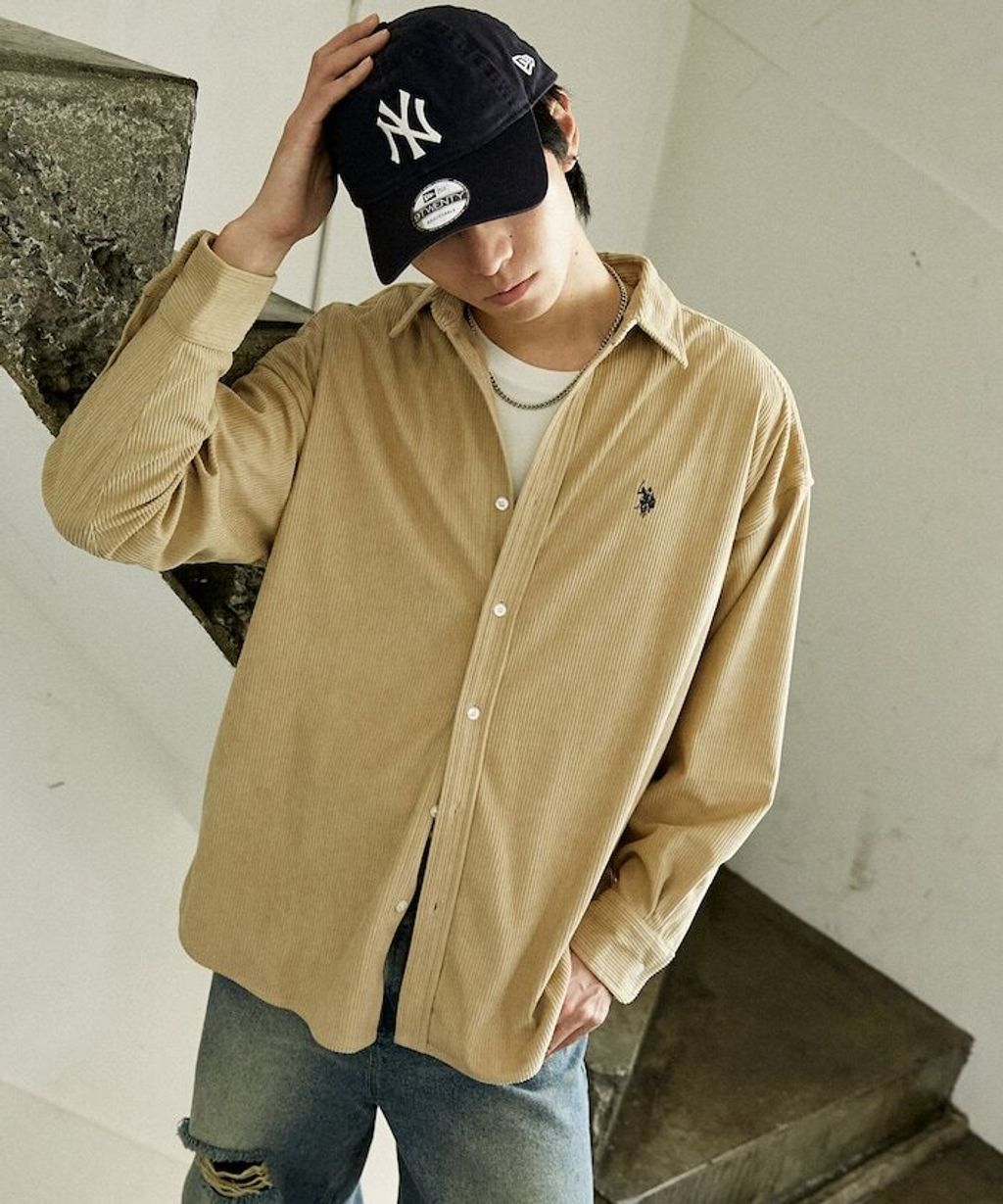U.S. POLO ASSN. 秋冬感燈芯絨刺繡logo襯衫(男女同款)_21