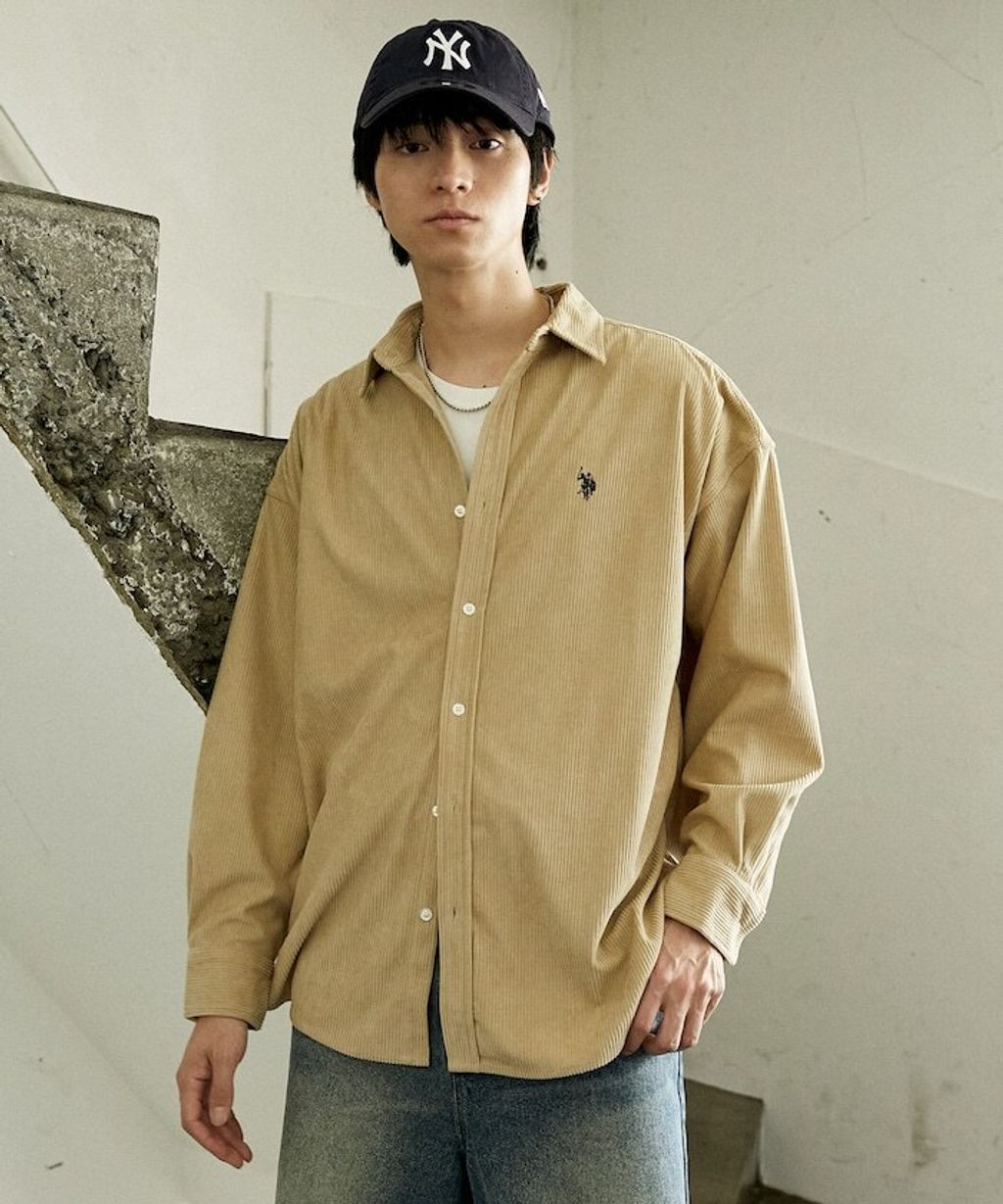 U.S. POLO ASSN. 秋冬感燈芯絨刺繡logo襯衫(男女同款)_22