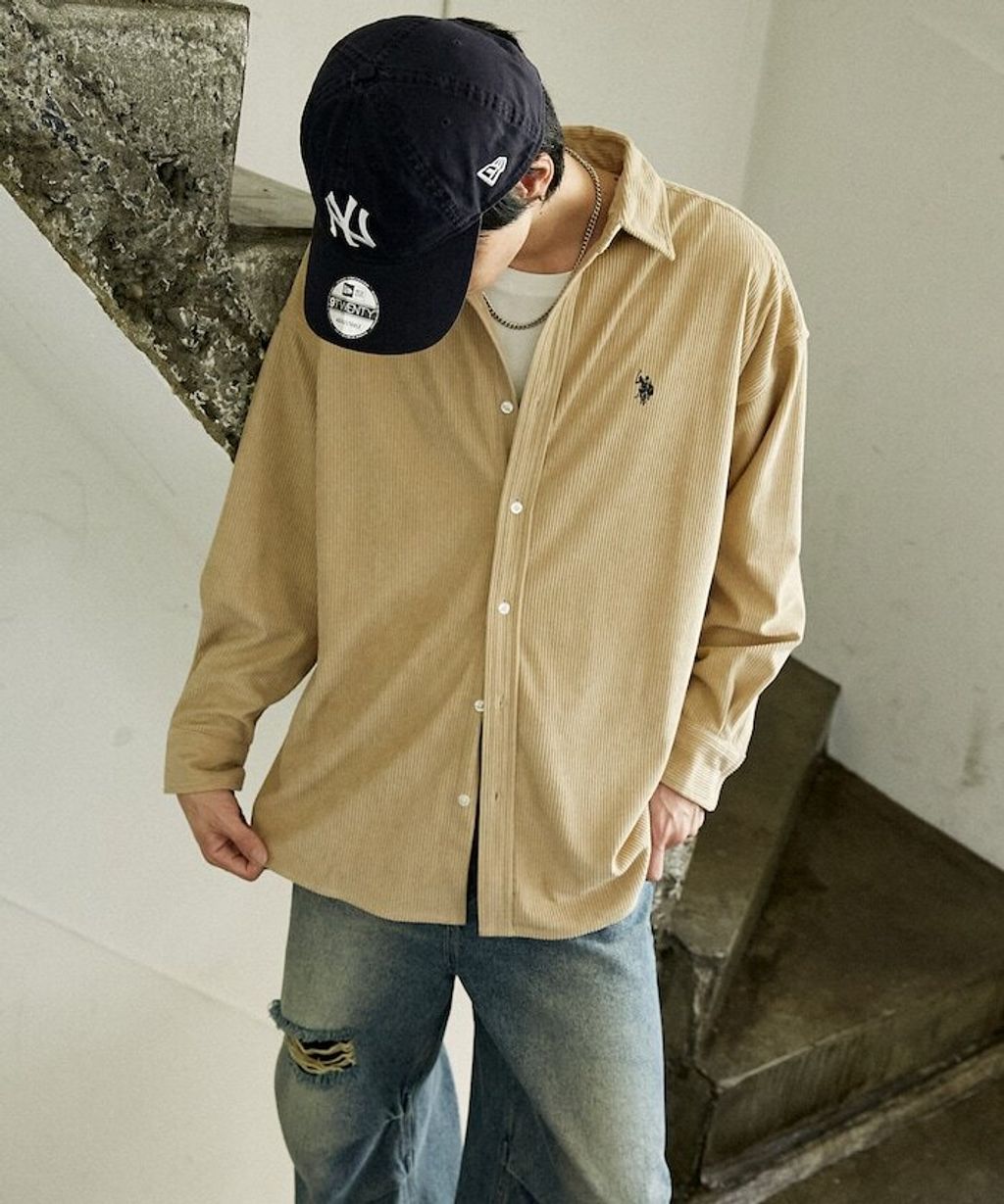 U.S. POLO ASSN. 秋冬感燈芯絨刺繡logo襯衫(男女同款)_29