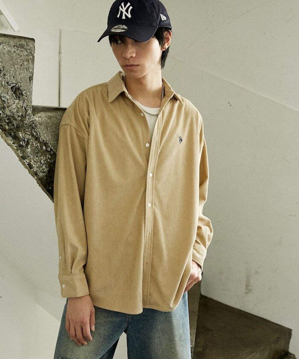 U.S. POLO ASSN. 秋冬感燈芯絨刺繡logo襯衫(男女同款)_30