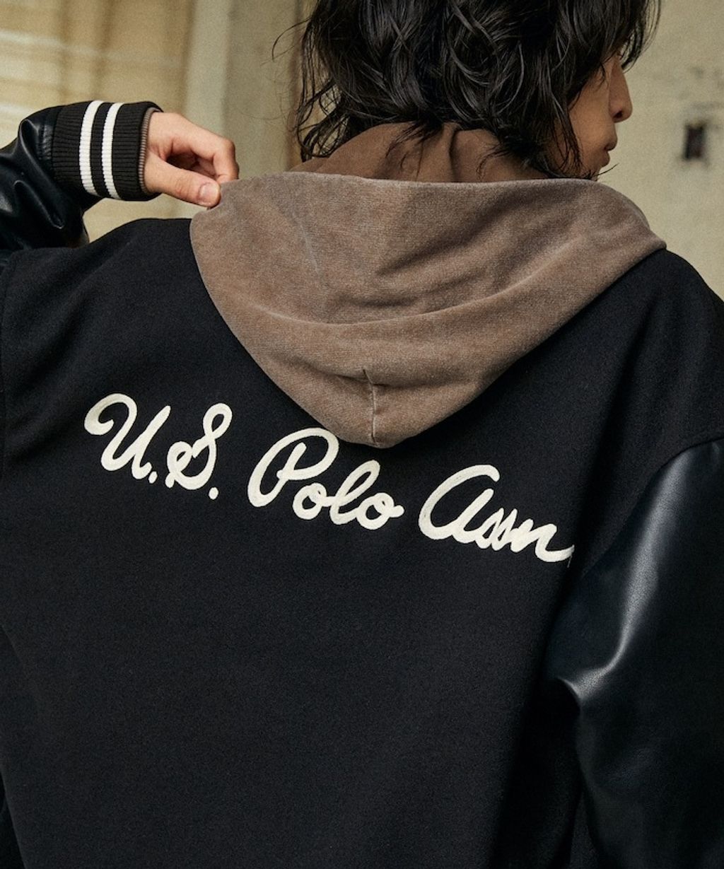 U.S. POLO ASSN. 異材質拼接高質感PU面料棒球外套_3
