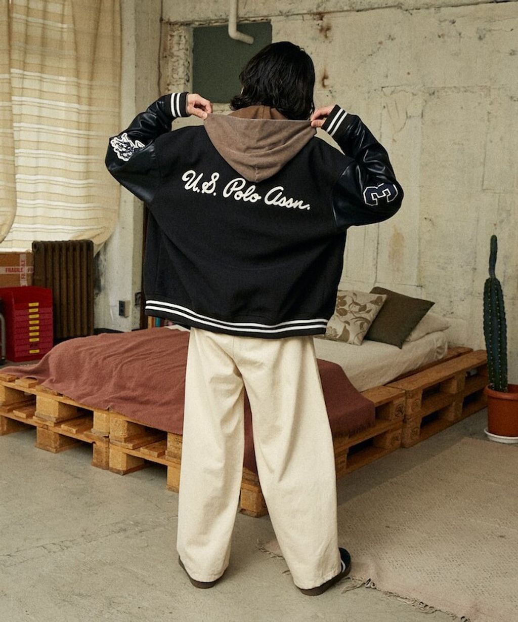 U.S. POLO ASSN. 異材質拼接高質感PU面料棒球外套_11