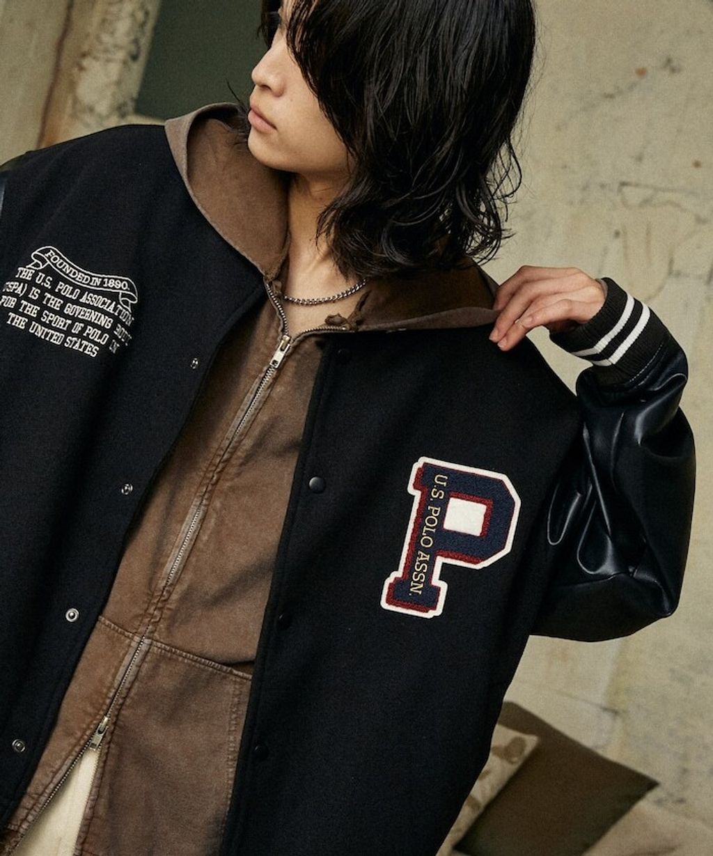 U.S. POLO ASSN. 異材質拼接高質感PU面料棒球外套_8