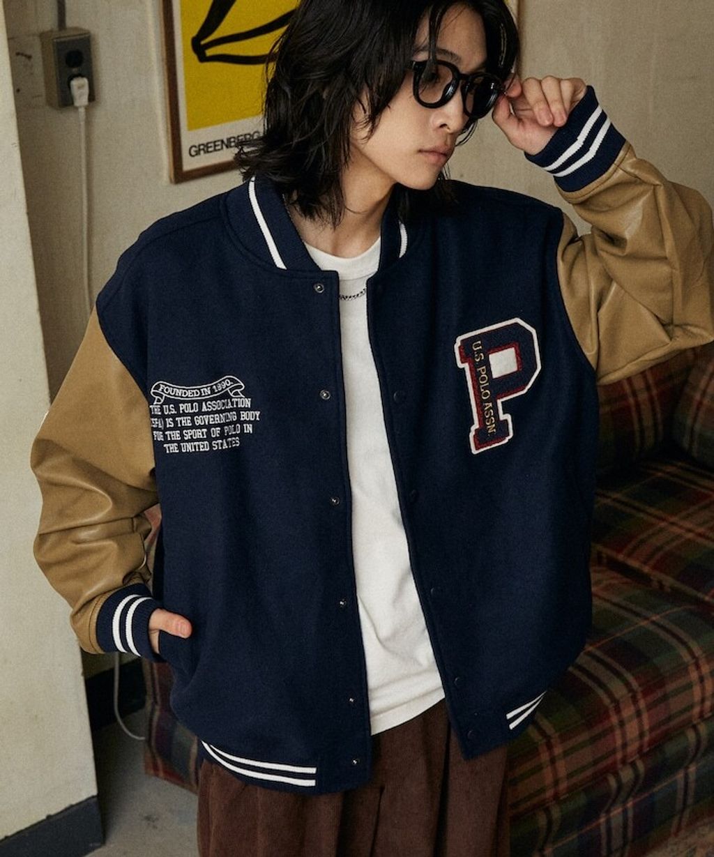 U.S. POLO ASSN. 異材質拼接高質感PU面料棒球外套_17