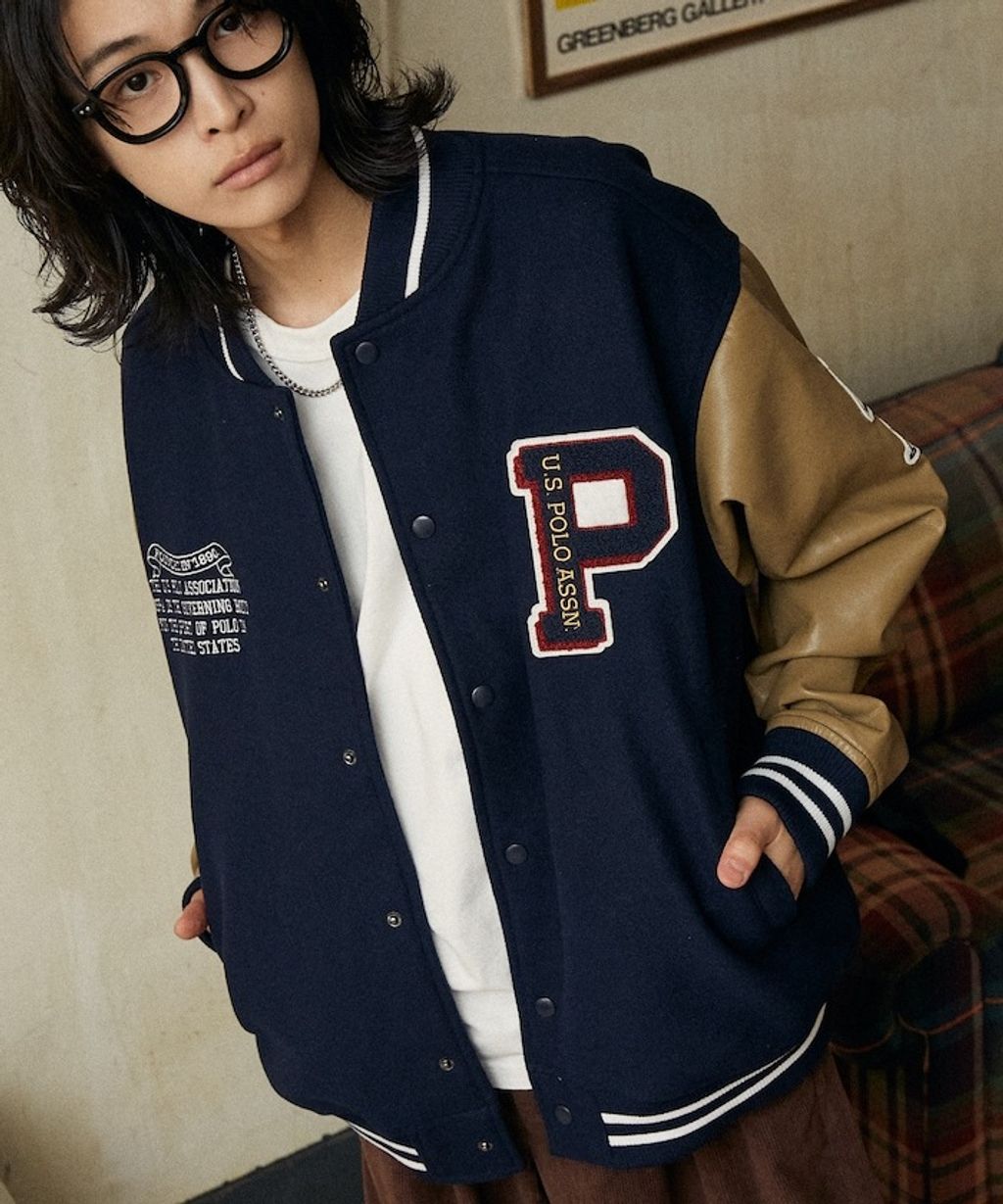 U.S. POLO ASSN. 異材質拼接高質感PU面料棒球外套_20