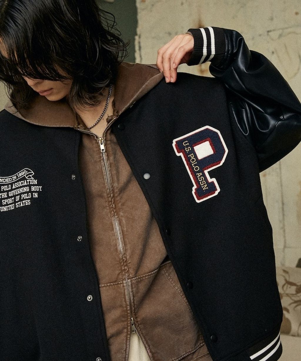 U.S. POLO ASSN. 異材質拼接高質感PU面料棒球外套_13