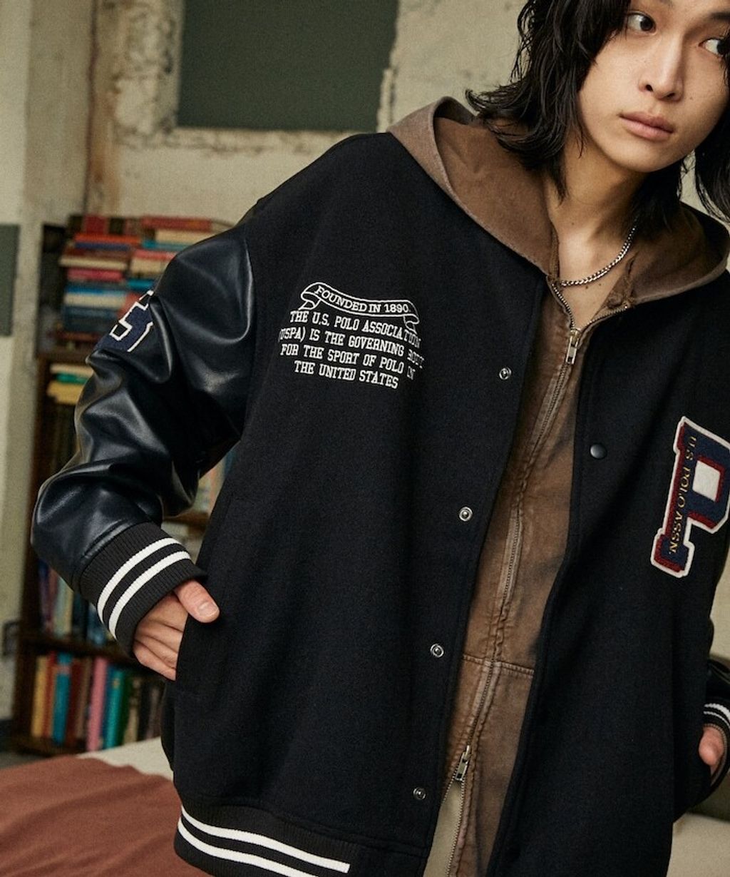 U.S. POLO ASSN. 異材質拼接高質感PU面料棒球外套_15
