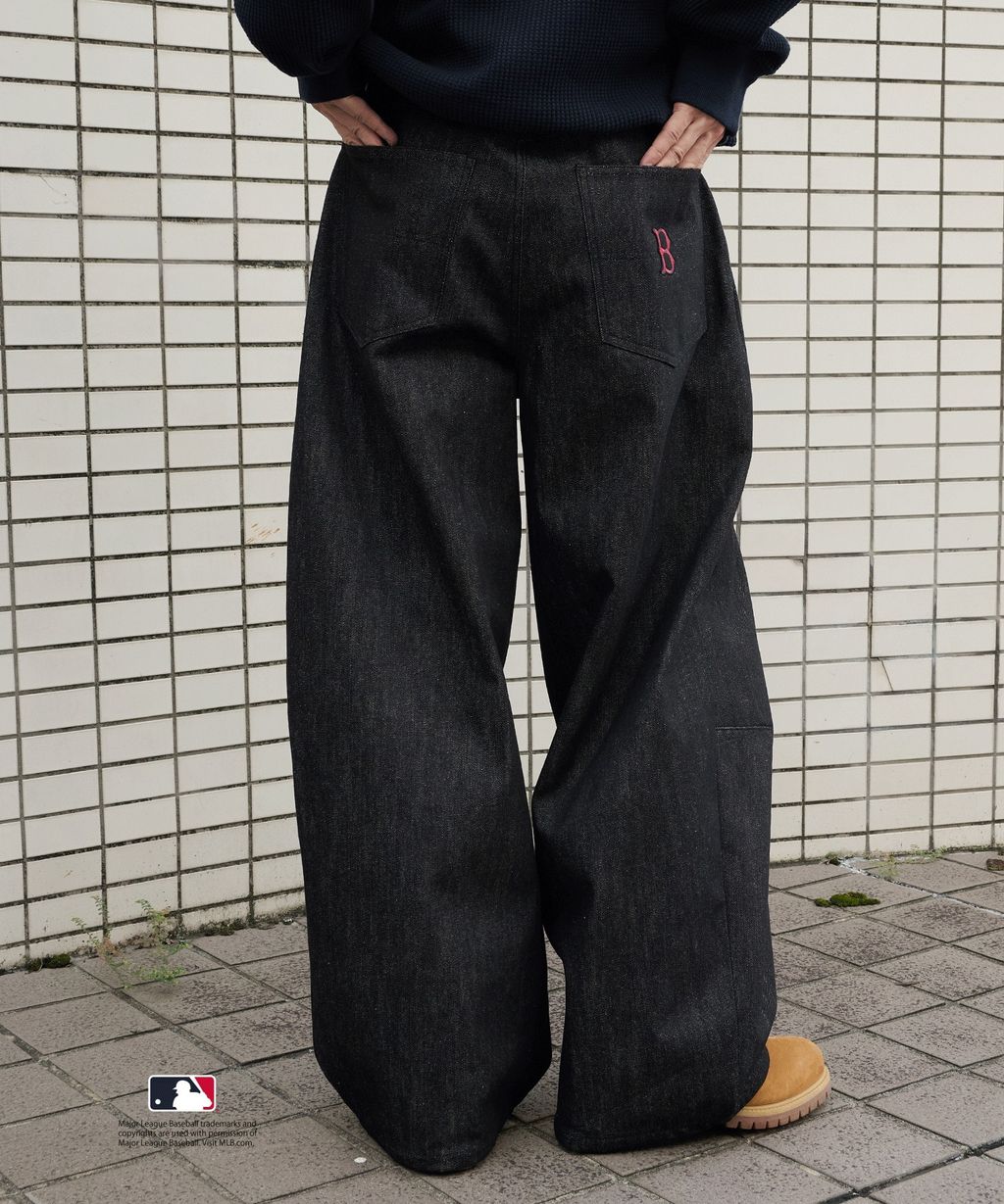 Perushu × MLB 復古牛仔彎刀褲_1