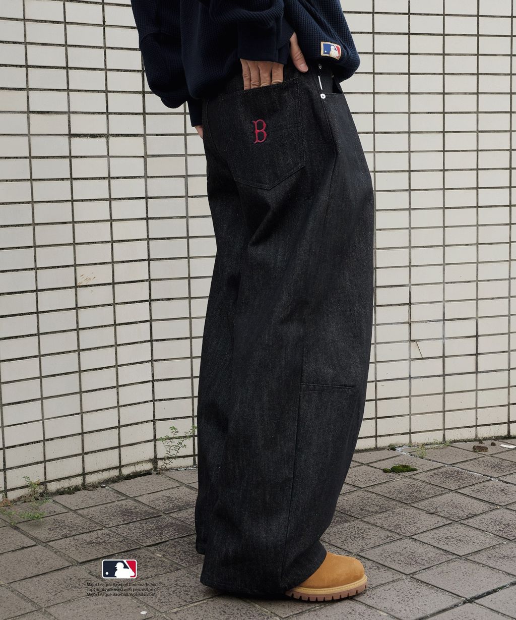Perushu × MLB 復古牛仔彎刀褲_19