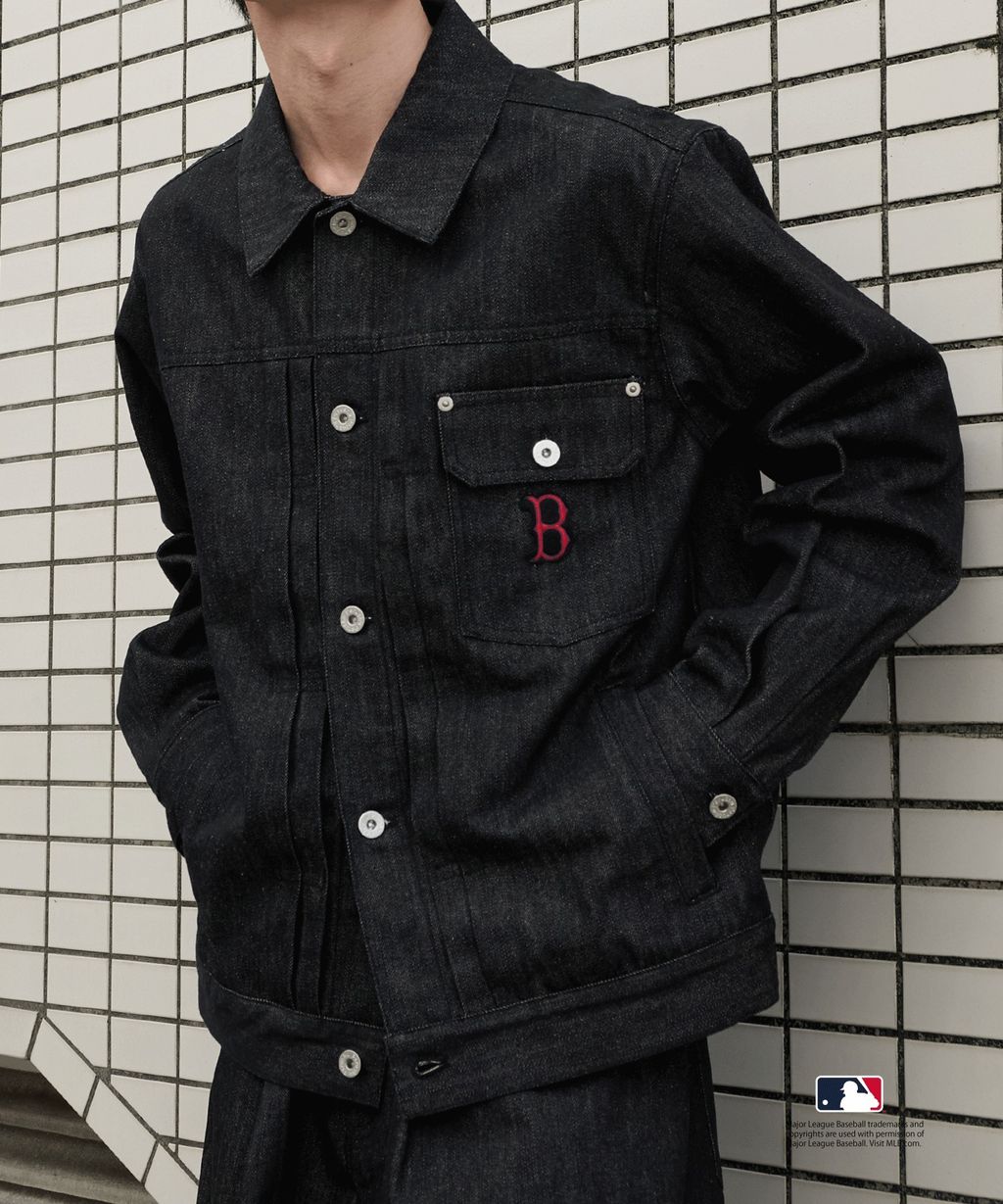 Perushu × MLB 復古硬質牛仔外套_1