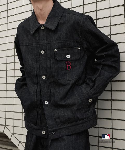 Perushu × MLB 復古硬質牛仔外套_1