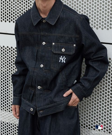 Perushu × MLB 復古硬質牛仔外套_2