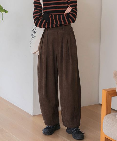 THE CRAFT CREW PRODUCTS 燈芯絨雙打摺立體剪裁寬版褲_3