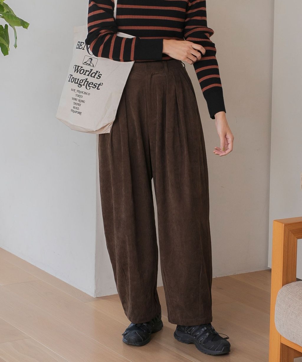 THE CRAFT CREW PRODUCTS 燈芯絨雙打摺立體剪裁寬版褲_22