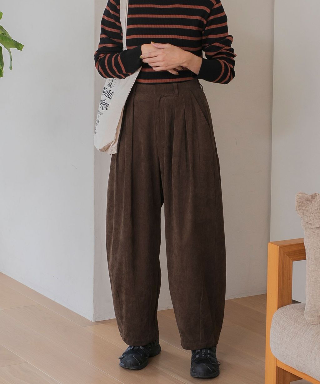 THE CRAFT CREW PRODUCTS 燈芯絨雙打摺立體剪裁寬版褲_23