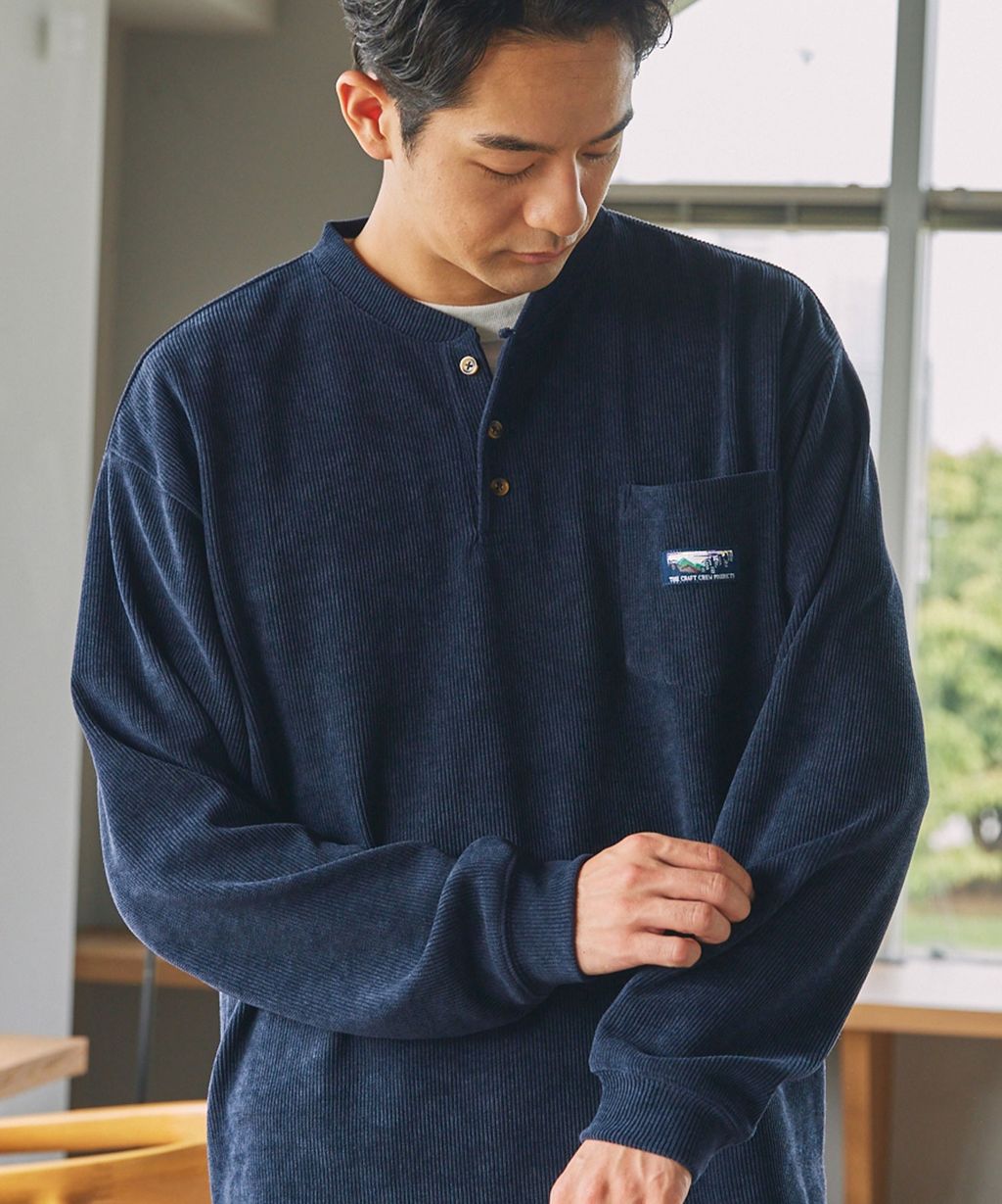 THE CRAFT CREW PRODUCTS 抗菌防臭燈芯絨亨利領長袖上衣_67
