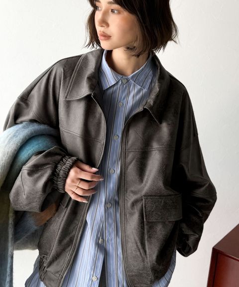 JaVa復古麂皮風格雙拉鍊夾克_1