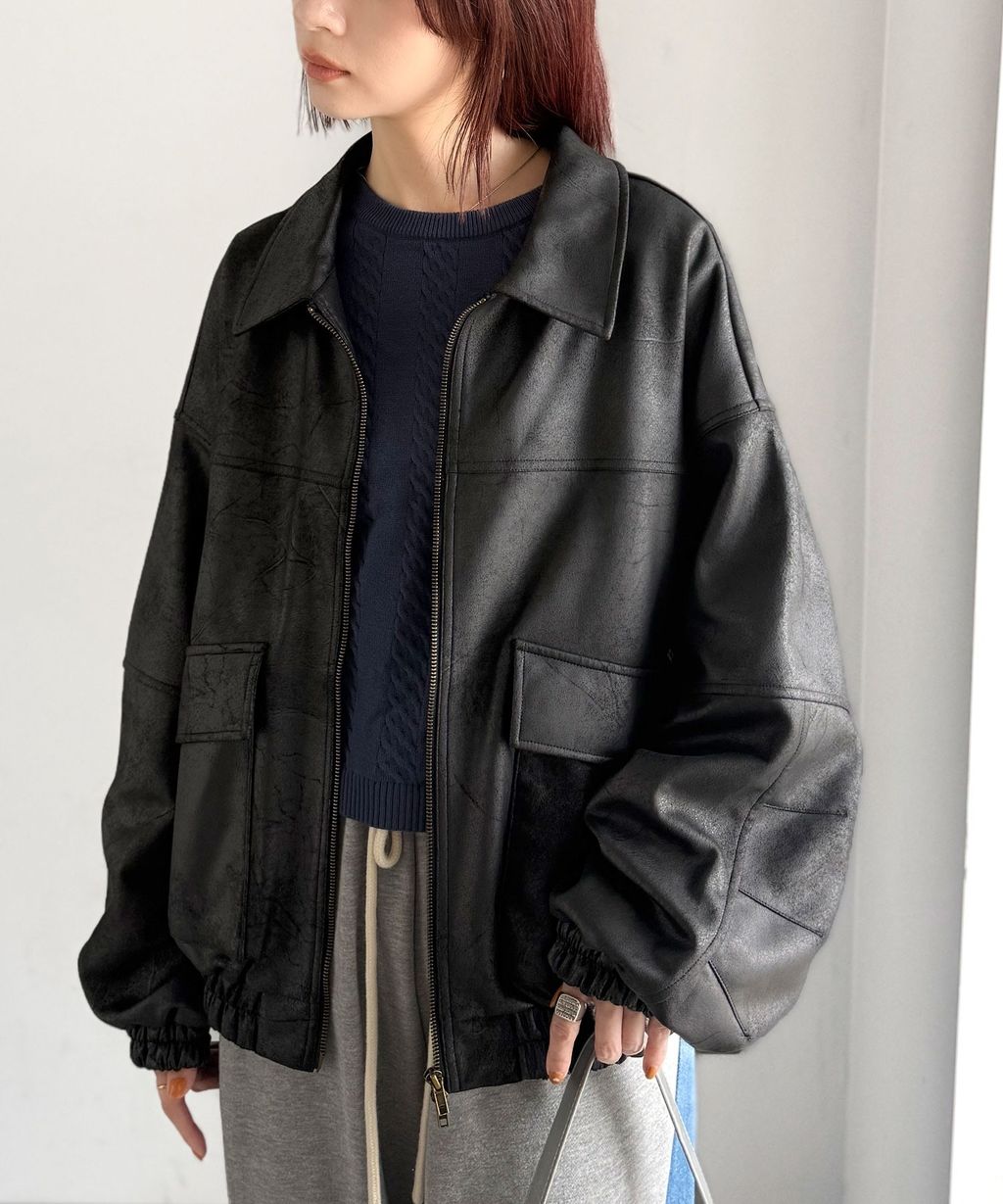 JaVa復古麂皮風格雙拉鍊夾克_5