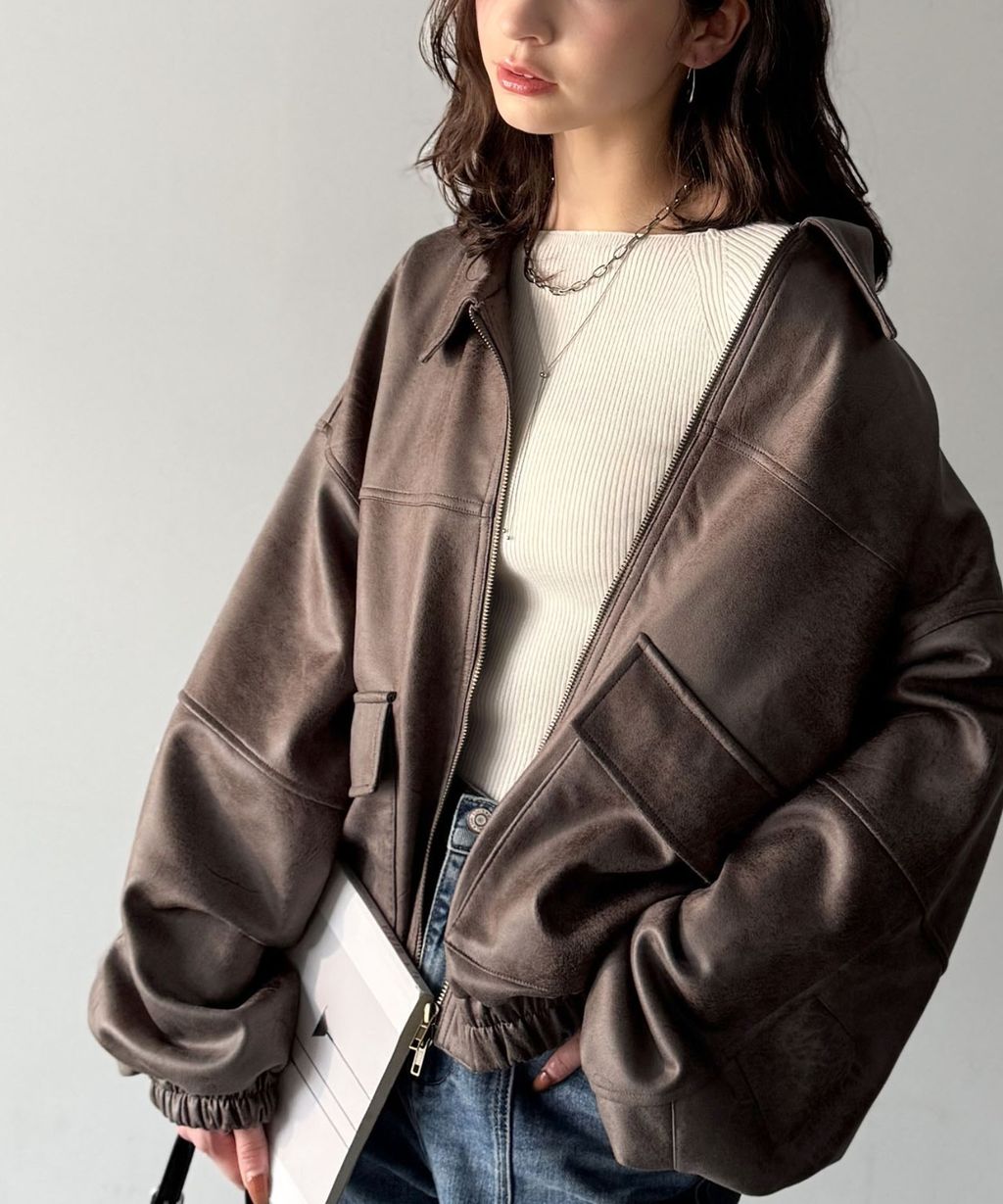 JaVa復古麂皮風格雙拉鍊夾克_46