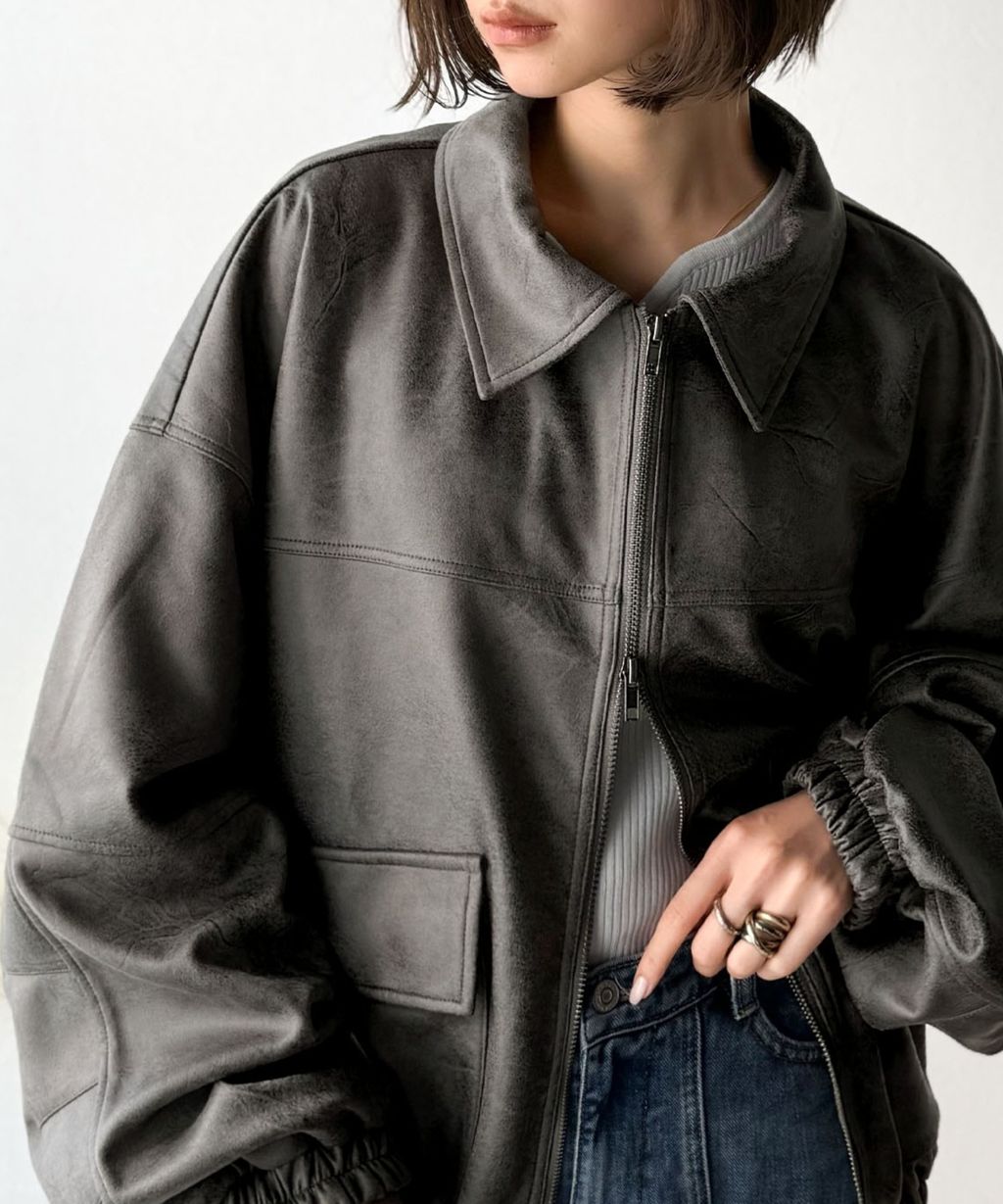JaVa復古麂皮風格雙拉鍊夾克_35