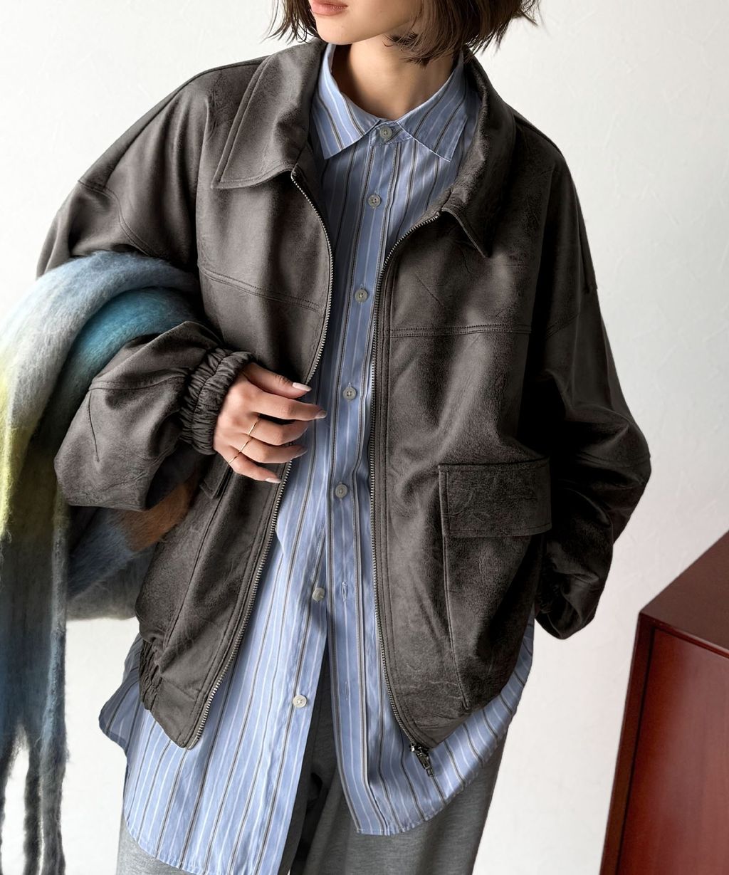 JaVa復古麂皮風格雙拉鍊夾克_30
